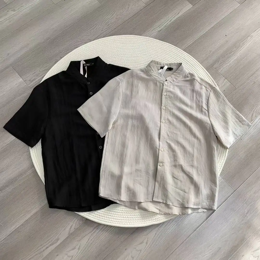 

Повседневная льняная шелковая рубашка с воротником-стойкой, фактурная, в новом китайском стиле, ретро, для повседневной носки, для пар