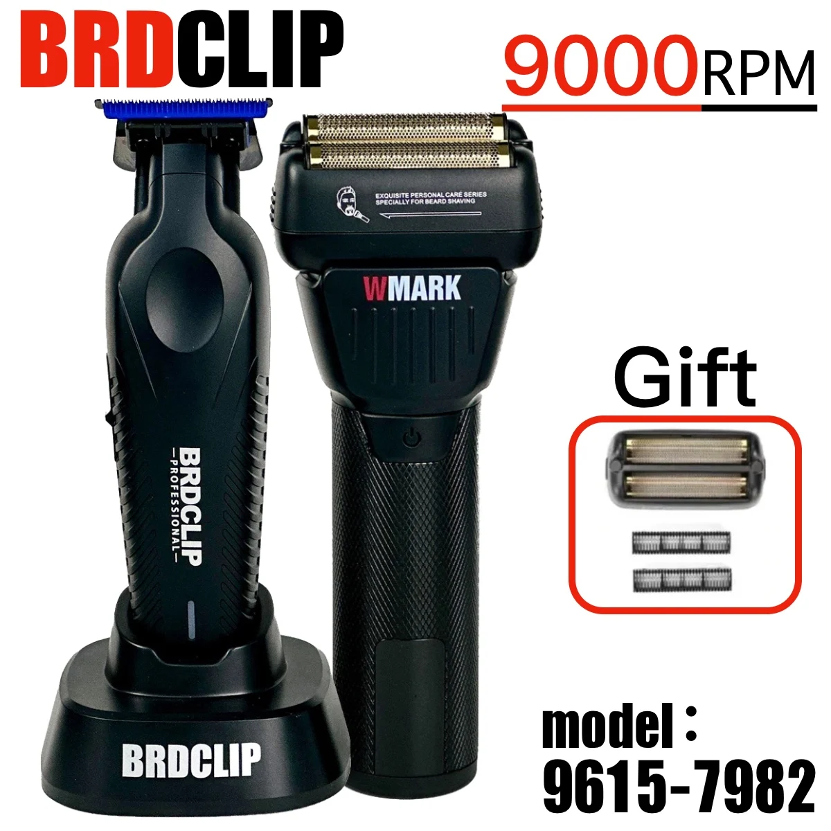 Professional Electric Hair Trimmer BRD 9615 DLC and Blue Ceramic Blade Barber Shop Hair Clipper NG 7982 Electric Shaver 9000RPM