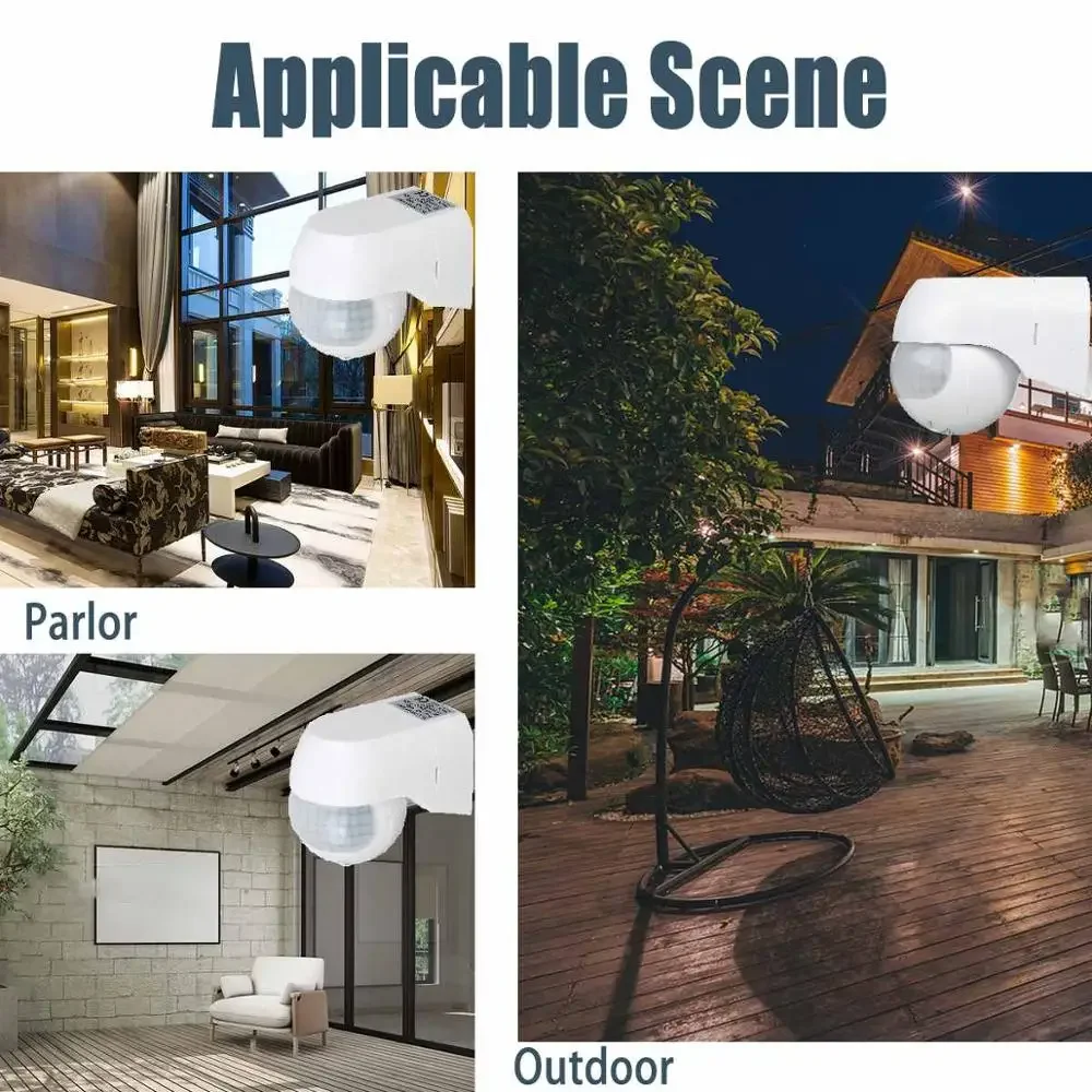 Motion Detector Automatic Infrared PIR Sensor Motion Sensor 110v~230v 180 Degree Rotating Outdoor Timer Light Switch