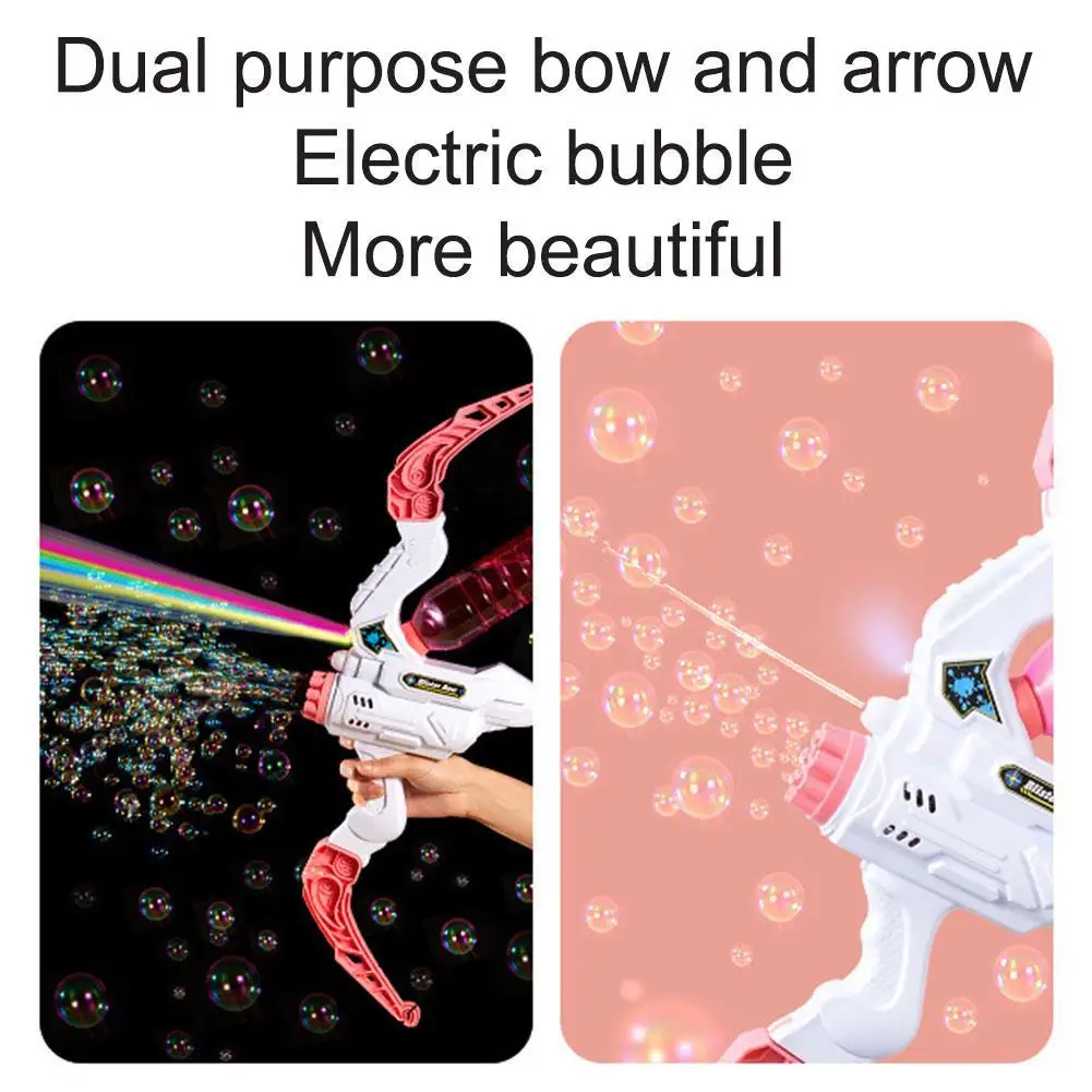 2in1 Electric Bubble Machine Bow and Arrow Automatic Bubble Blower Soap Bubbles Bazooka Maker Water Gun Seifenblasen Outdoor Toy