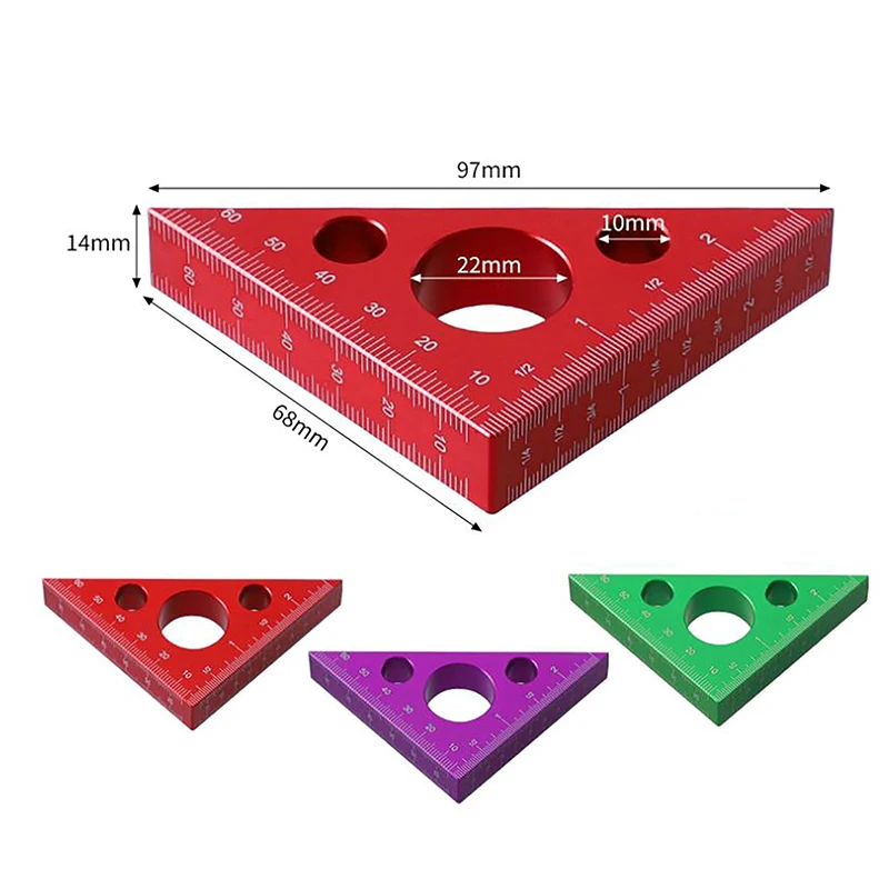Expert Woodworking Aluminum Alloy Right Angle Ruler; Precise 45/90 Degree Marking Tool; Carving Square