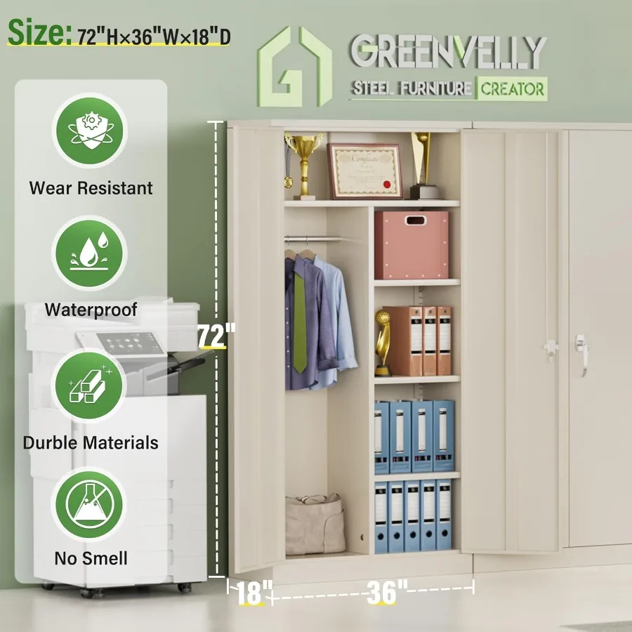 خزانة ملابس معدنية بأبواب وأرفف72 خزانة خزانة ملابس للتفصيل للمكتب وغرفة النوم وغرفة الغسيل hool Em