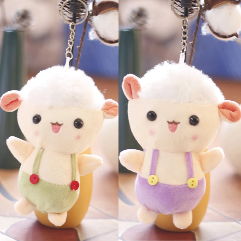 Sangle mignonne en forme de petit mouton pour femme, mini jouet en peluche, pendentif de sac d'agneau, porte-clés, cadeau féminin