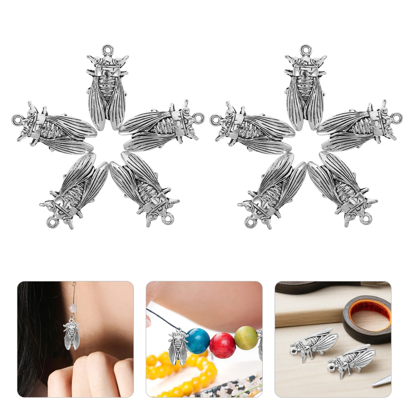 

20Pcs Vintage Insect Charms Antiqued Silver Alloy Pendants DIY Jewelry Making Necklace Bracelet Accessories Metal Insect