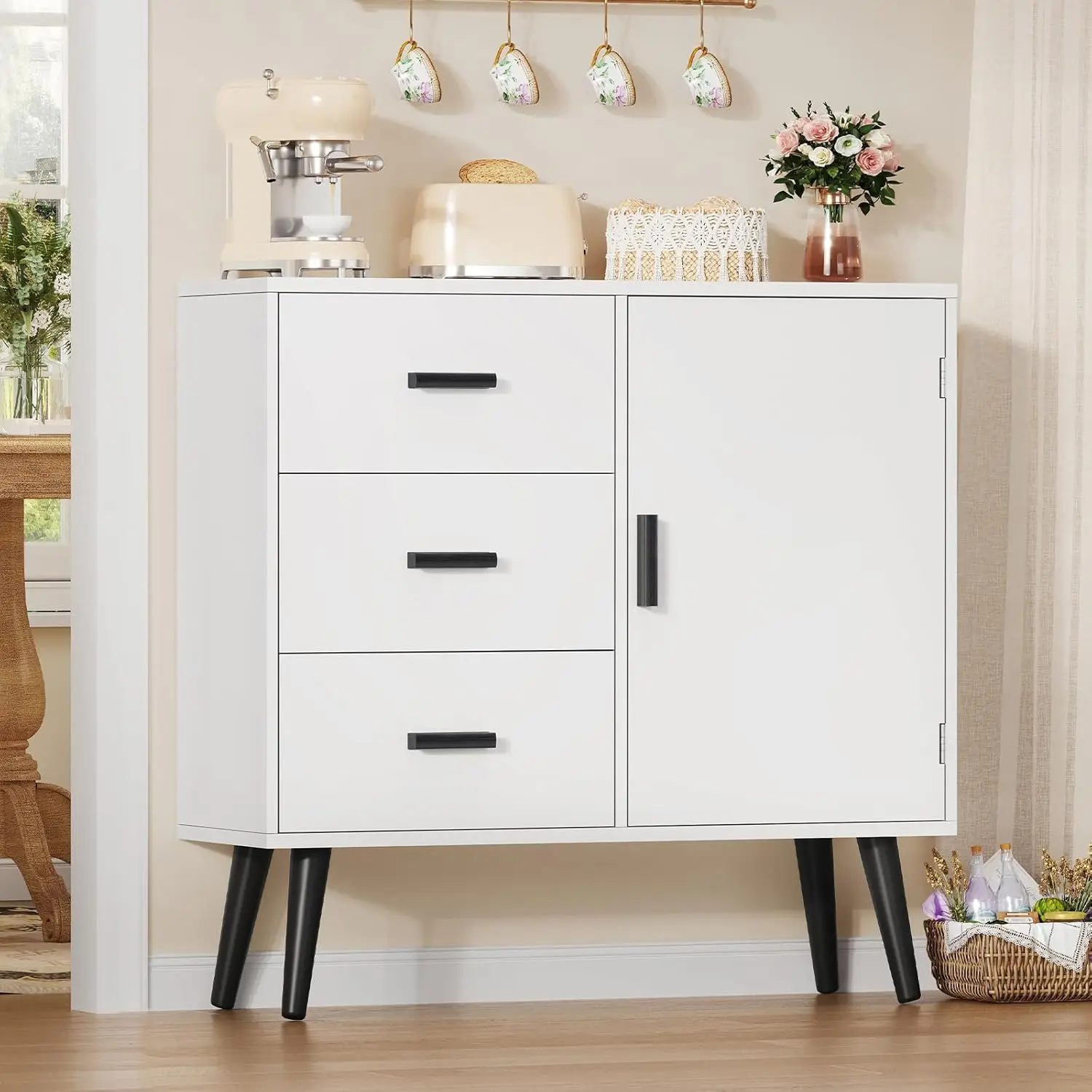 

3-Drawer Storage Cabinet Adjustable Shelf Sideboard Buffet Freestanding Unit Living Room Entryway Home Office, Custom