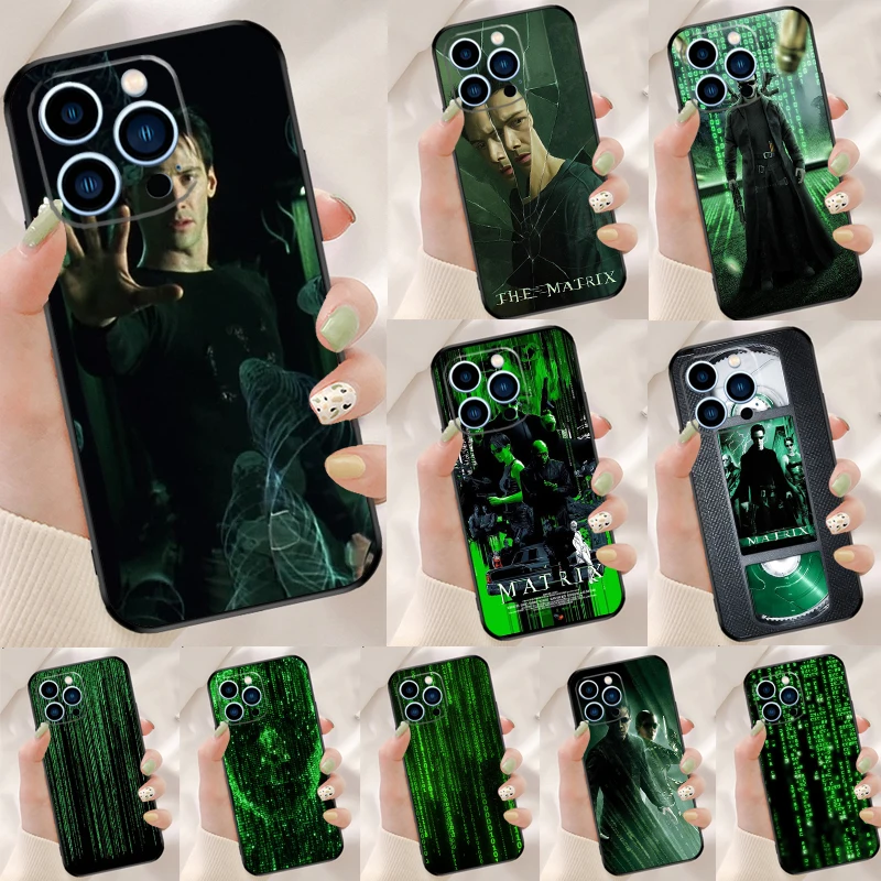 Funda de teléfono Matrix para iPhone 15 14 11 13 Pro 12 Pro X XR XS Max 8 7 Plus, carcasa trasera de protección