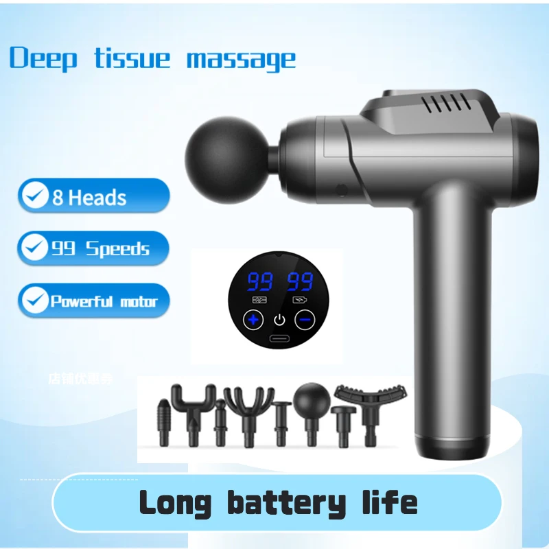 

Massage gun, Massage gun deep tissue Full Body Muscle Massage and Relaxation.99 Adjustable Speeds and 8 heads