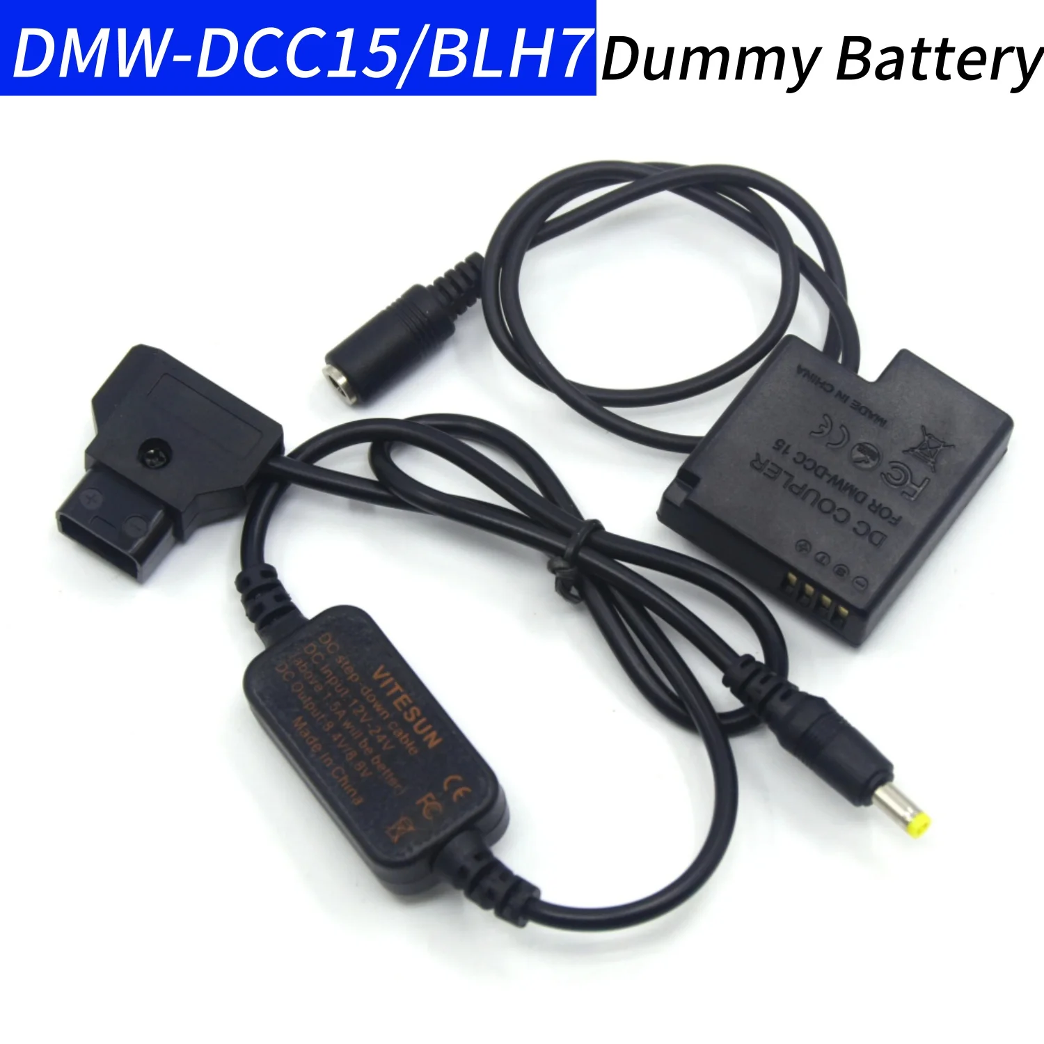 

DMW DCC15 DC Coupler BLH7 BLH7E Dummy Battery&D-TAP Power DC Cable fit for Lumix DMC-GM1 DMC GM5 GF7 GF8 Camera