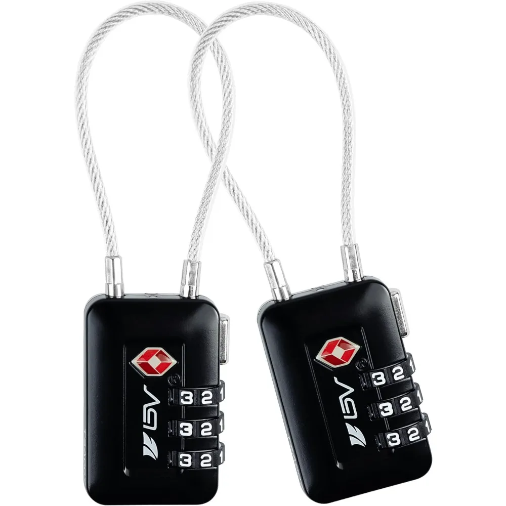 Luggage Travel Lock, Set-Your-Own Combination Lock for School Gym Locker, Luggage Suitcase Baggage Locks, Filing Cabinets, Toolbox, Case (Black, 2 Pack)