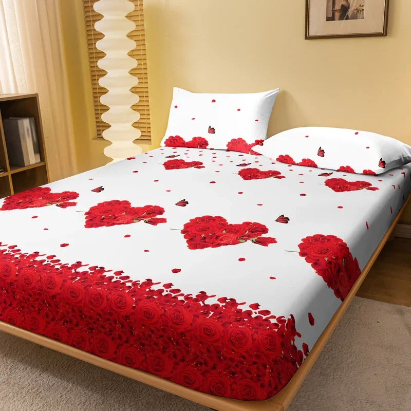 1 Rose Butterfly Patterned Frosted Bedsheet, Printed Bed Cover for Bedroom, Bedding (Excluding Pillowcases)