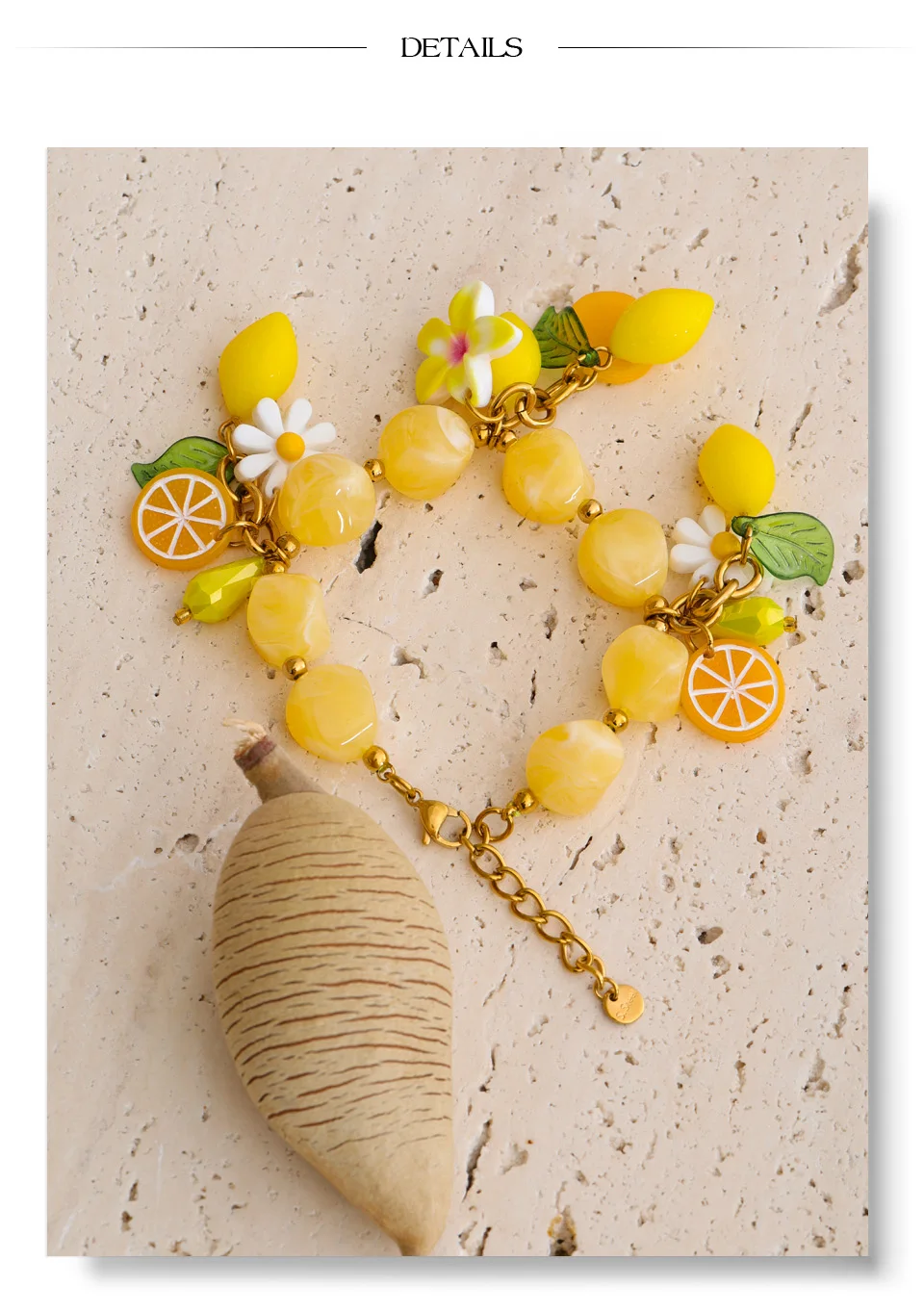 Yhpup Frühling Sommer Stil Zitronen-Charm Statement-Halskette Armband Set 2026 Blumen-Acrylharz-Kette Handgemachter Schmuck – Detail 9