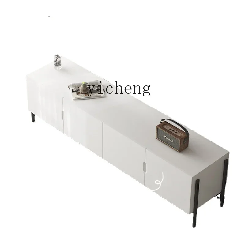 

Zf Solid Wood High TV Cabinet Modern Minimalist Home Living Room Small Apartment Cream Silent Style