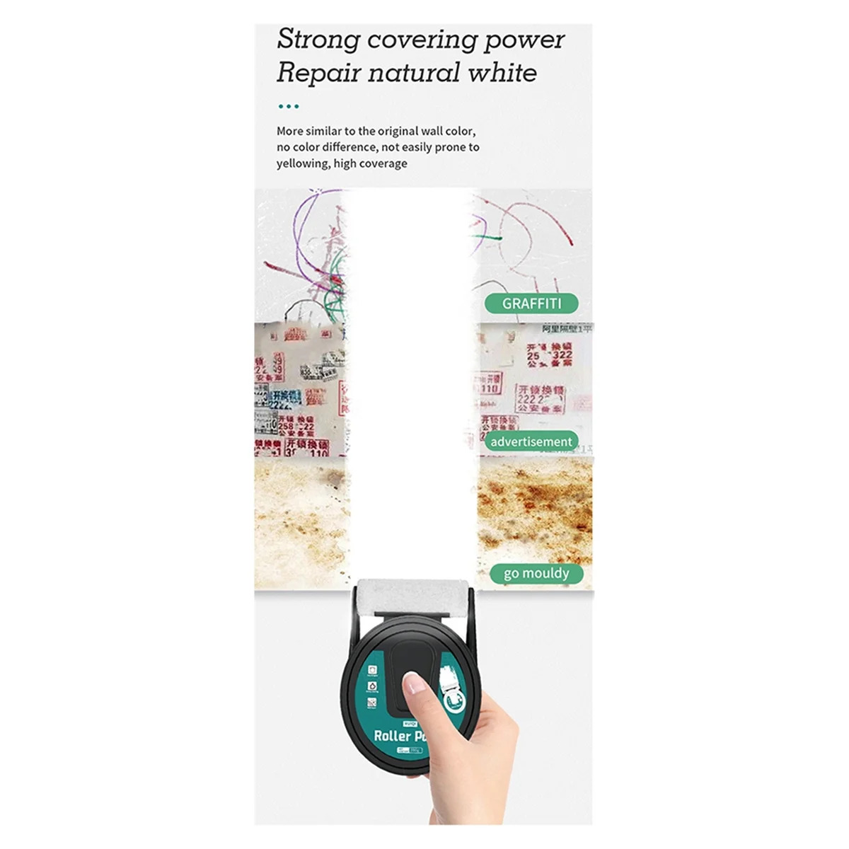 2025+ 2-in-1 Wall Paint Roller Water-Based Repair Brush, Indoor Wall Painting Renovation and Stain Covering Small Roller Brush