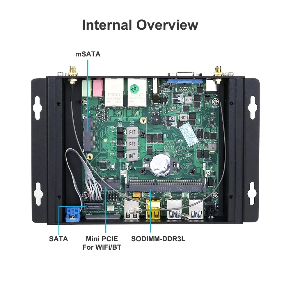 Imagem -05 - Industrial Mini pc Fanless Intel Core i7 10610u i5 10210u 4278u Lan com Cartão Sim do Computador Desktop Usb hd Vga Wifi Win10