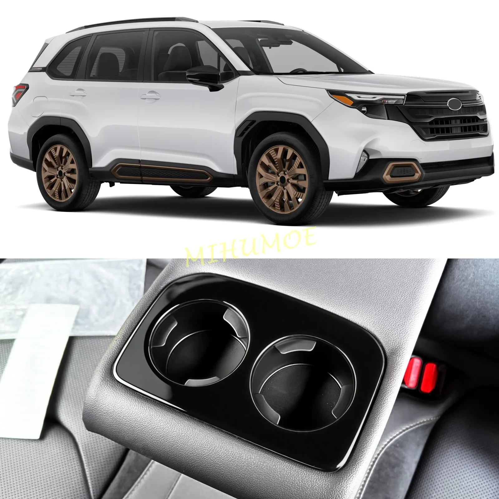

Seat Back Row Water Cup Holder Frame Sticker Cover Trim Glossy Black Accessories For Subaru Forester SL 2025 2026