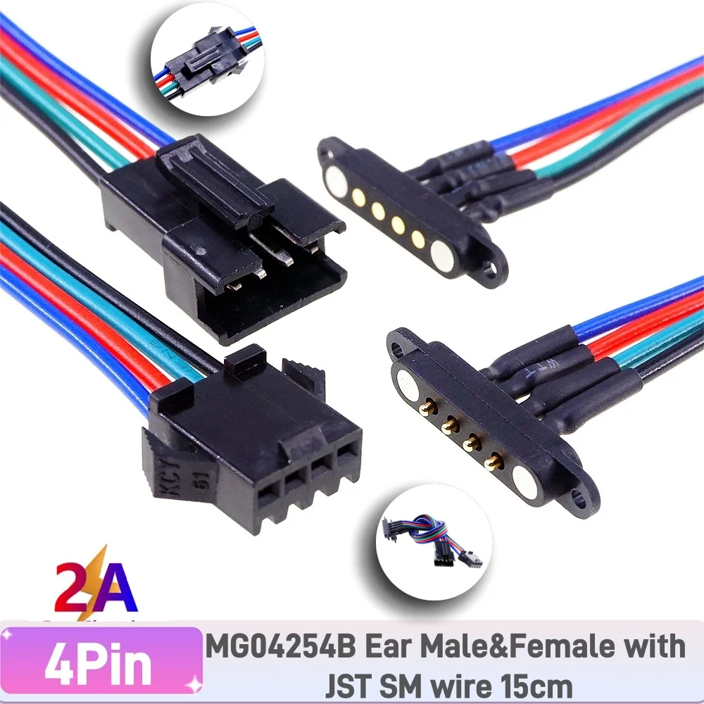 1 paar 2A Magnetische Pogo Pin JST SM Steckdose Verlängern Kabel Stecker 2 3 4 5 6 Pin Männlich Weiblich adapter Led Streifen Lampe Fahrer