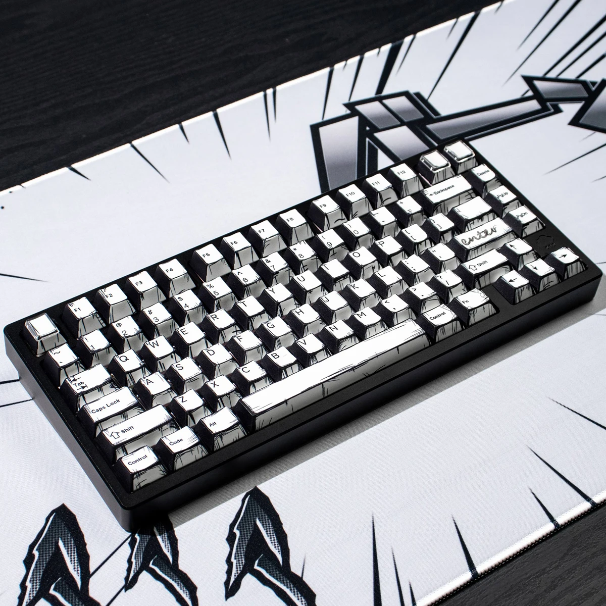 White Comic 5 Sides Dye Sublimation PBT Keycaps Cherry Profile Korean/Russian/German/English Keycaps for MX Switches Keybaord