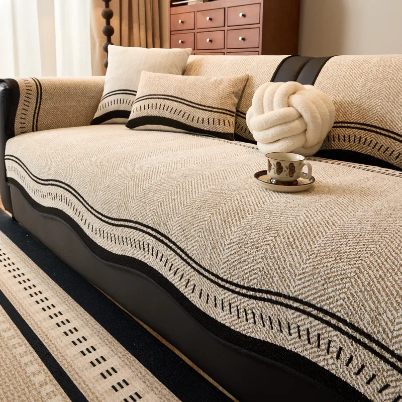 Thickened Chenille Herringbone Sofa Cover Non-Slip Anti-Fouling Wear-Resistant Couch Cushion Modern Home Living Room Sofa Mat
