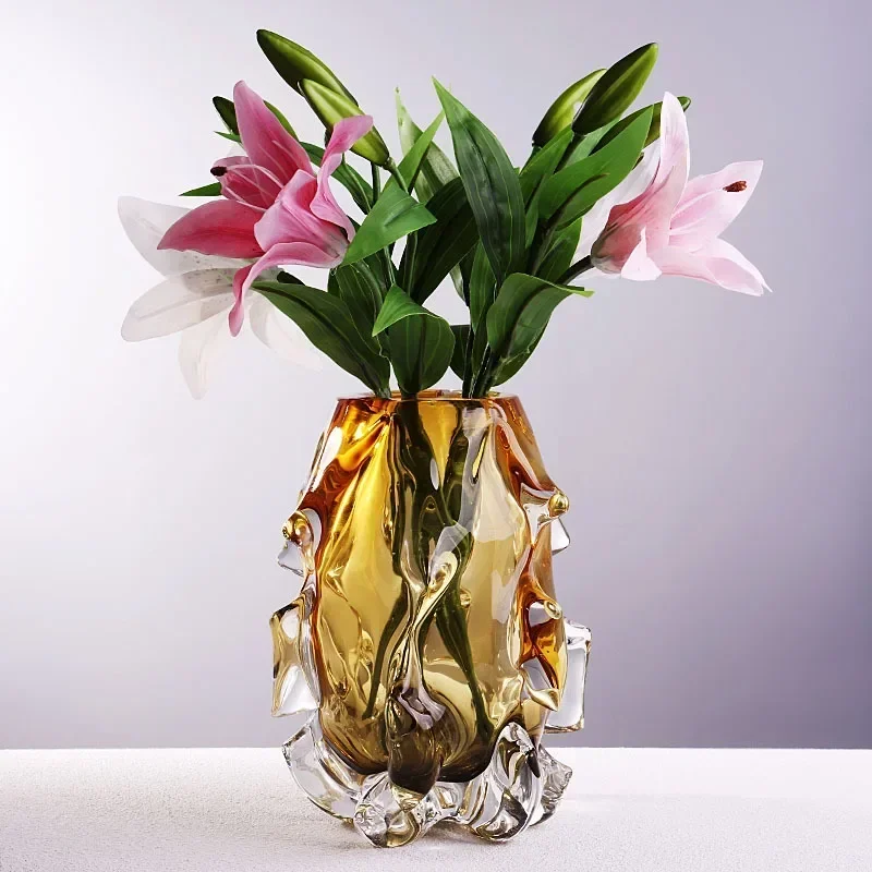 High-grade Crystal Glass Art Vase Ornaments Modern Contracted Vase Decoration Hand Craft Gift Desk Decorative Flower Ware