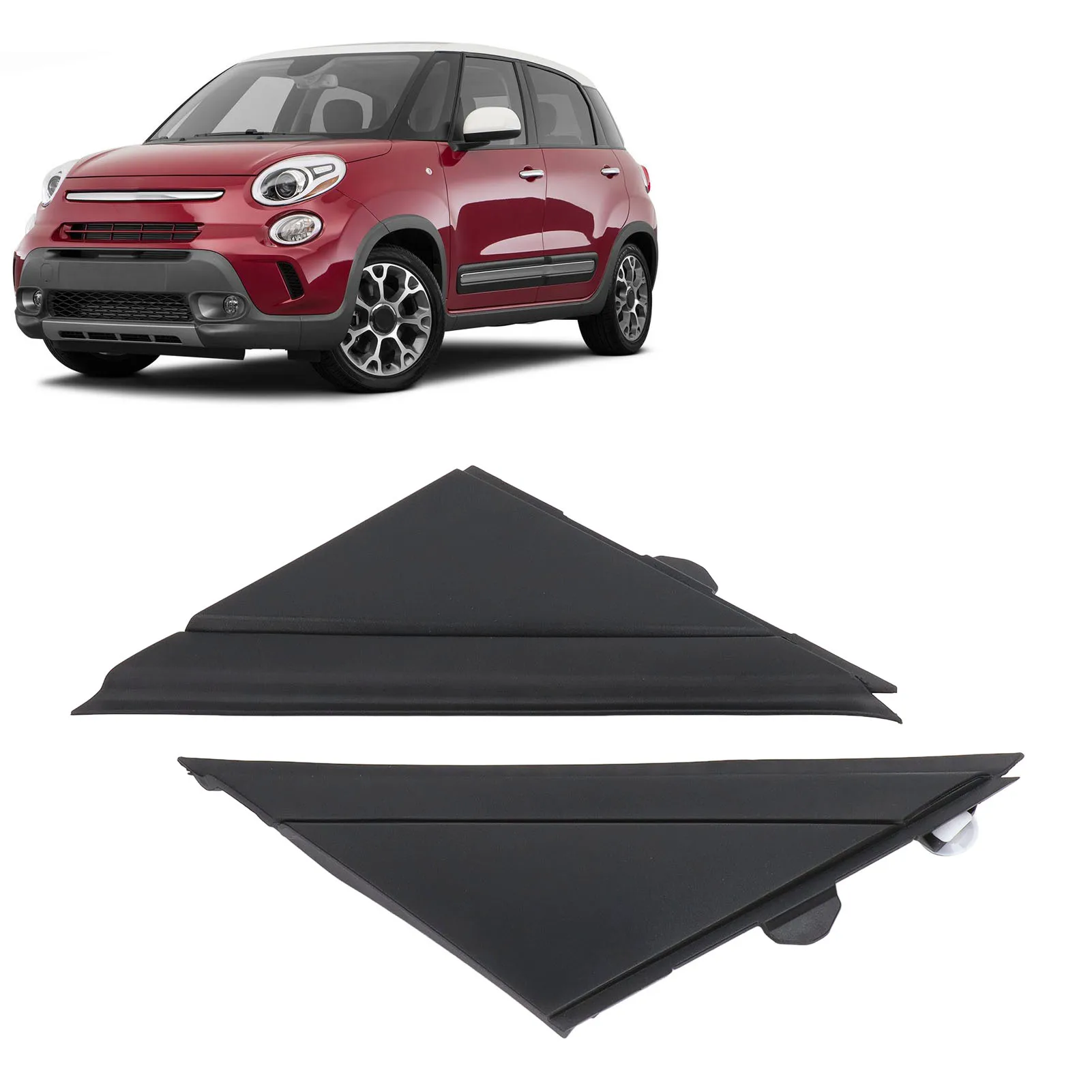 Pair Door Mirror Flag Cover 1SH17KX7AA Left Right Black Decoration Replacement for FIAT 500 2012‑2017