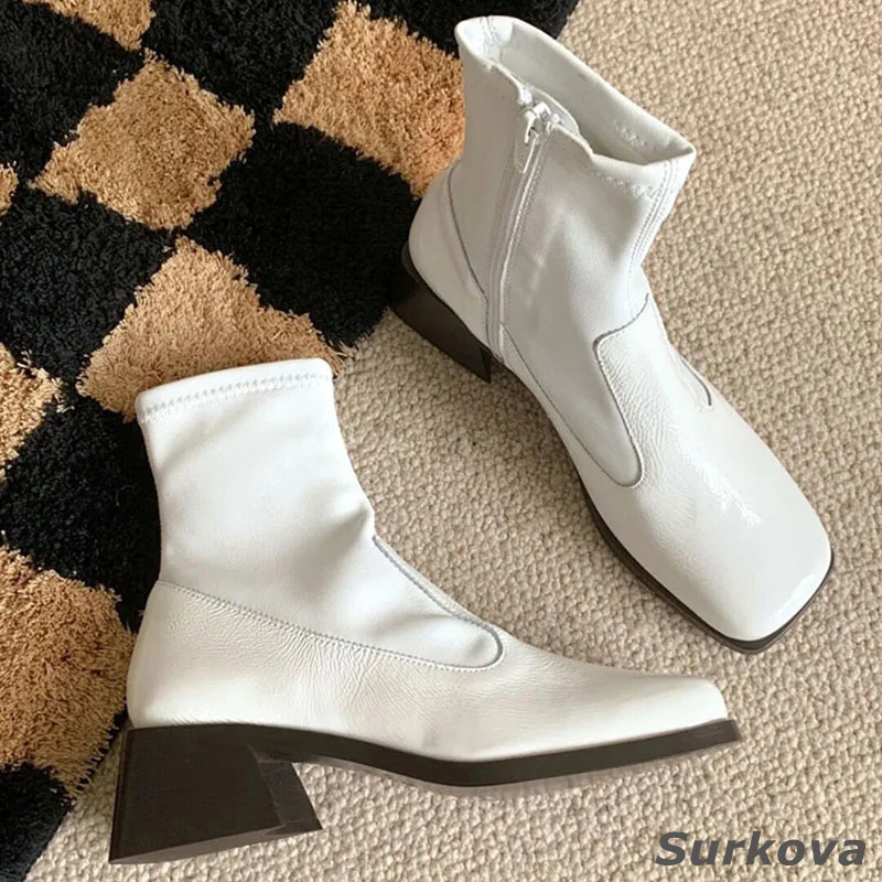 

Spring and Autumn Women's Ankle Boots Thick Heel Short Boots Women's Early Autumn Boots French Short Boots Chelsea Ankle Boots