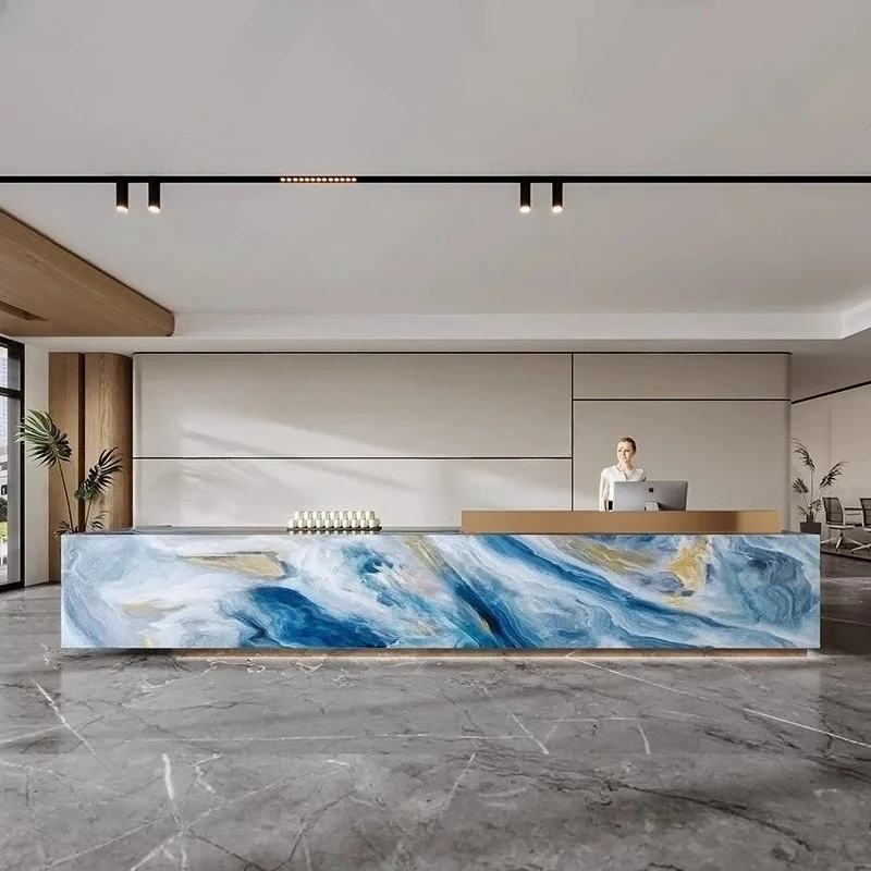 

Luxury Unique Reception Desks Hotel Display Corner European Organizers Reception Desks Shelves Mostrador Commercial Furniture