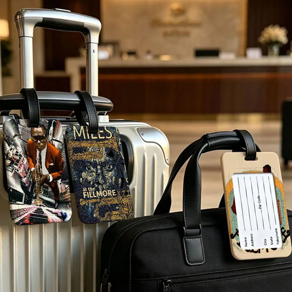 Jazz Musician M-Miles Davis Universal PVC Luggage Tag Anti lost With Information Card Suitcase Backpack Identification Label