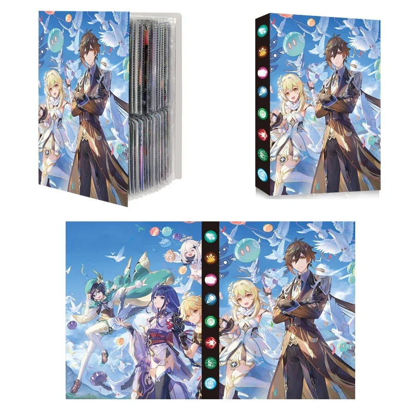 Genshin Impact Lumine Morax Beelzebul Cards Album 240PCS Cards Book Anime Map Letter Holder Binder Notebook Collection Folder