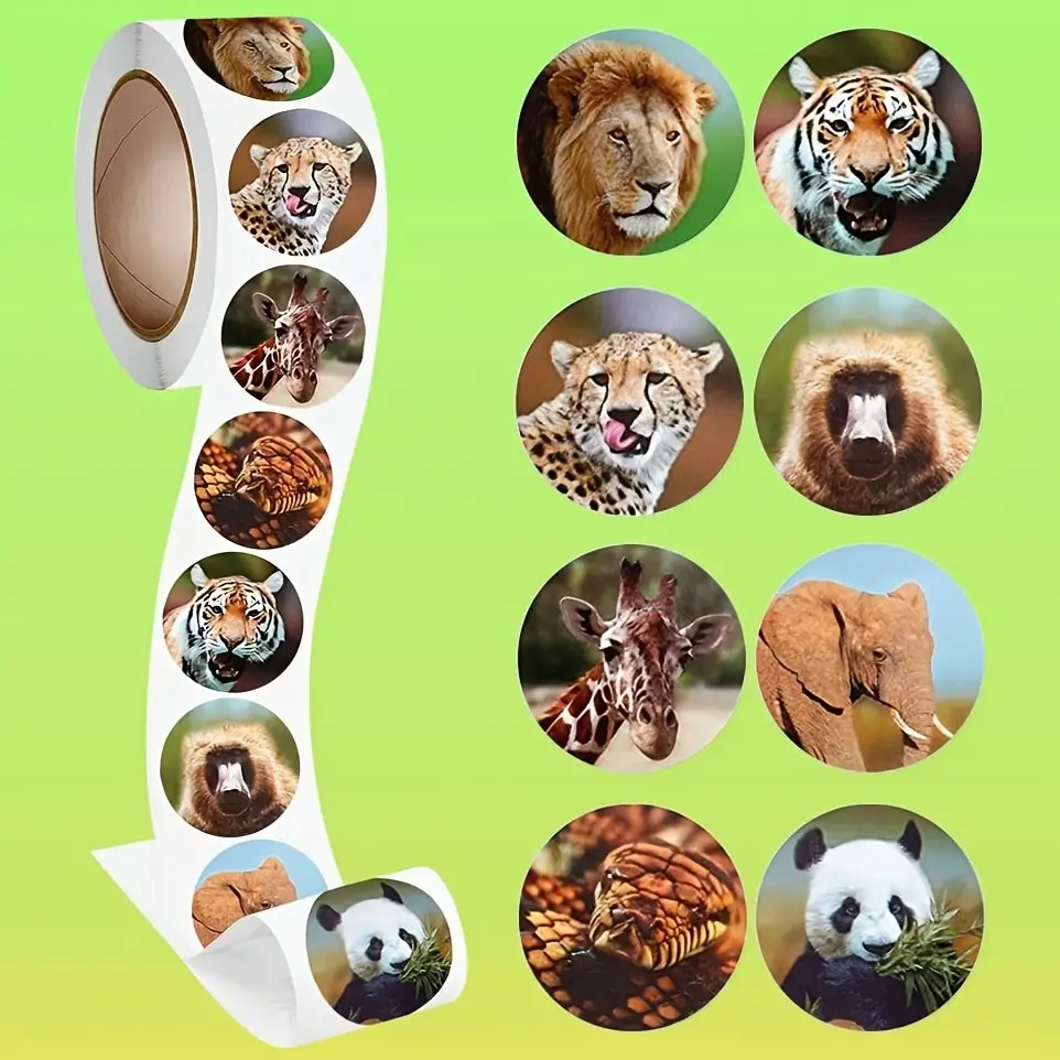 Autocollants de récompense animaux, étiquette décorative pour papeterie, cadeau, 100 à 500 pièces