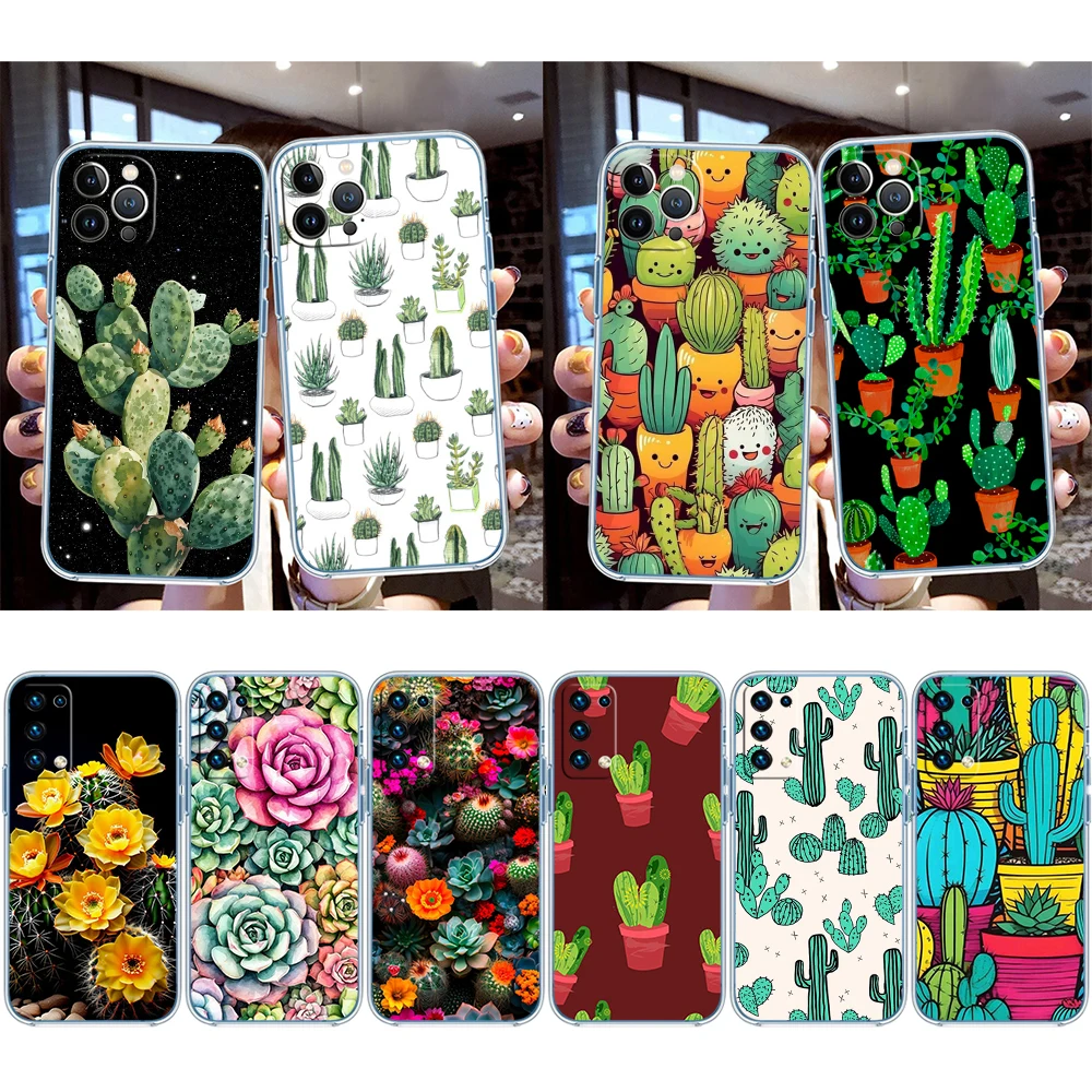 Funda DI53 con diseño de cactus y suculentas en acuarela para LG K22 K30 K40 K40S K41 K42 K50 K50S K51 K51S K52 K61 K62 K71 K92 Q60 Q61 V40 V50 V60
