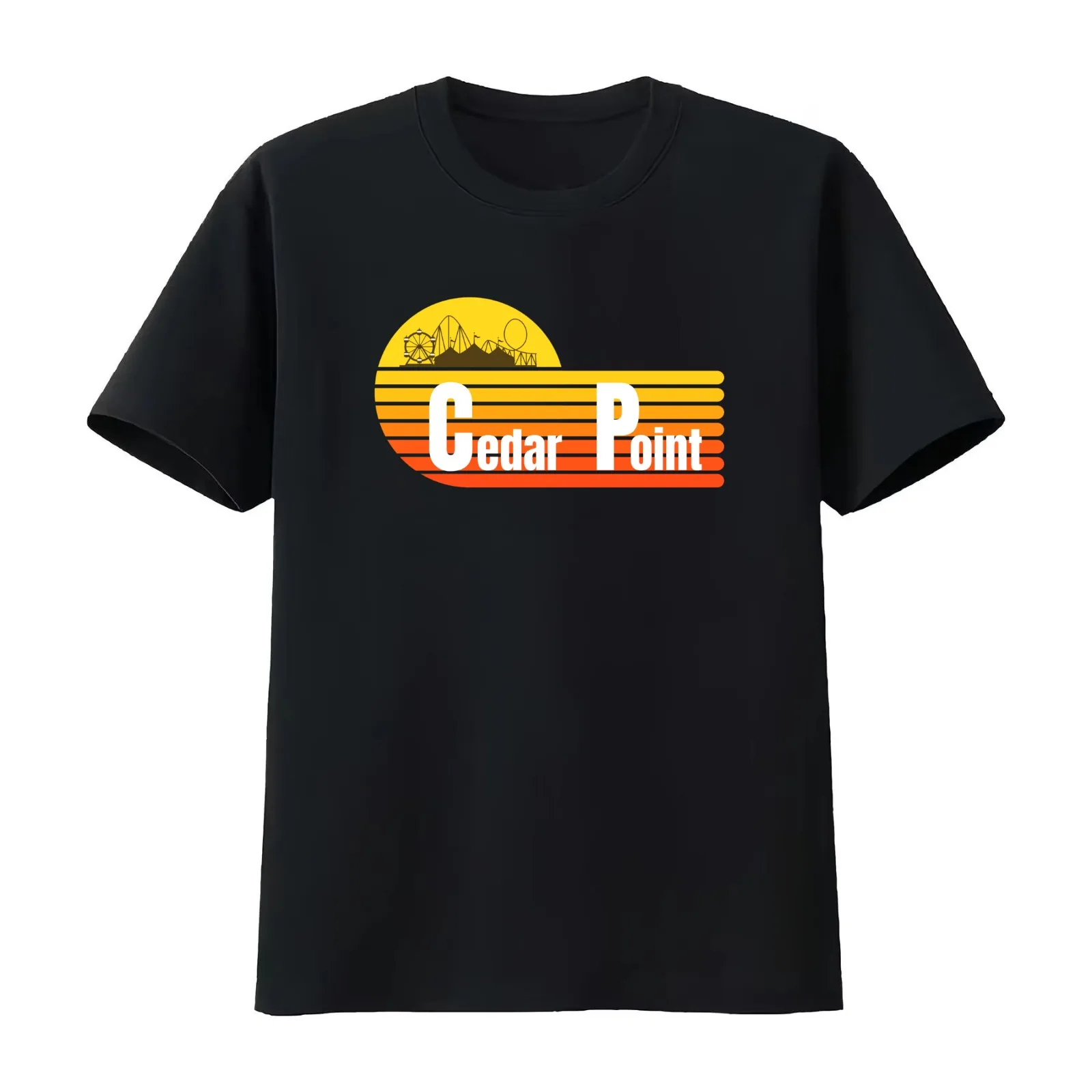 Vintage Cedar Point T-Shirt Summer Casual Cotton Tee Oversized Streetwear Tops Vintage Graphic Print Loose Fit Short Sleeve