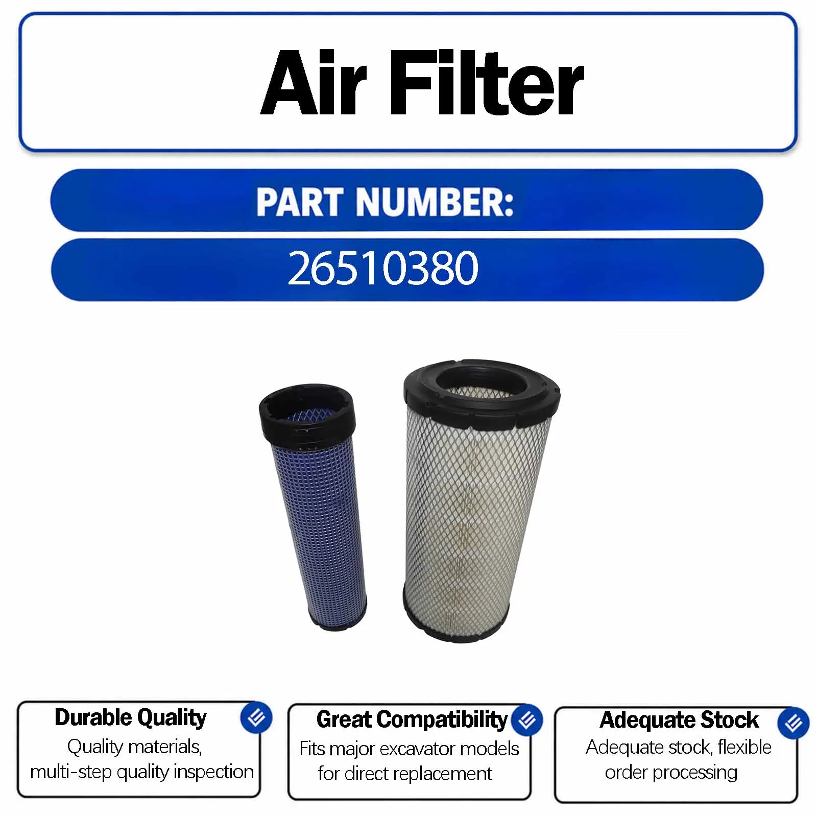 Air Filter AF25292 For Doosan DX120-9C DX130-9C DX150-9C DX200-9C