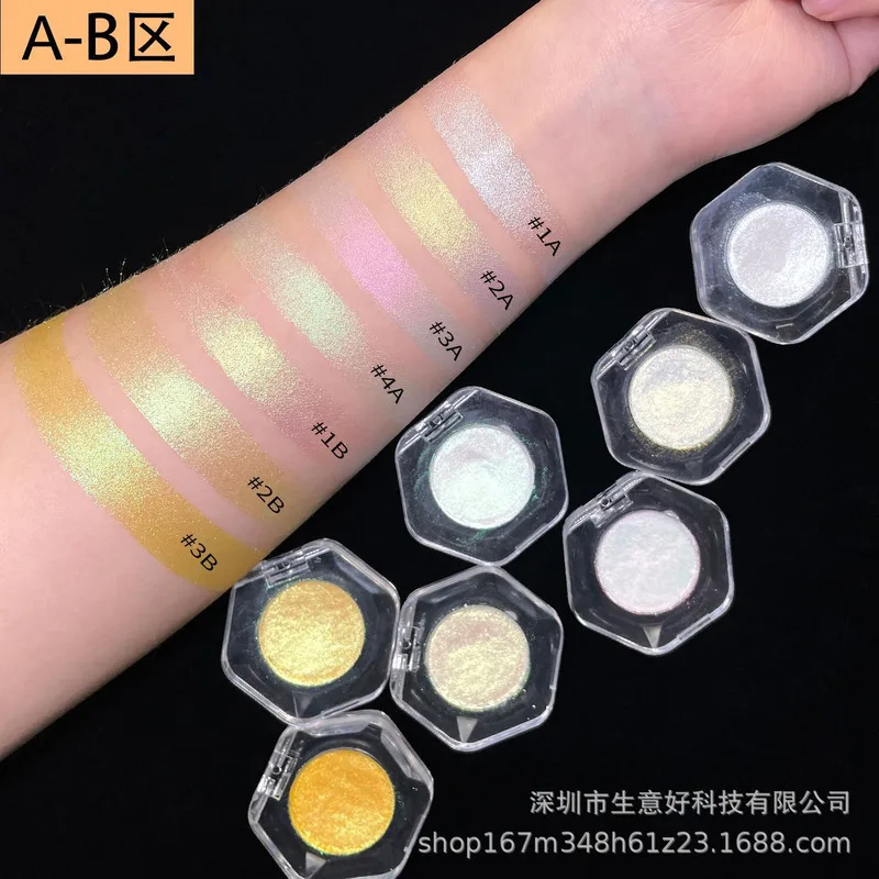 Tavolozza di ombretti camaleonte ottico con diamante scintillante Texture metallica lucida