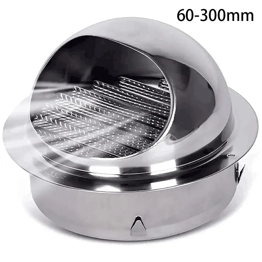 

1pc Air Vent Grille 60-300mm Stainless Steel Round Brushed Ball Nosed External Extractor Wall Vent Outlet For Home Improvement