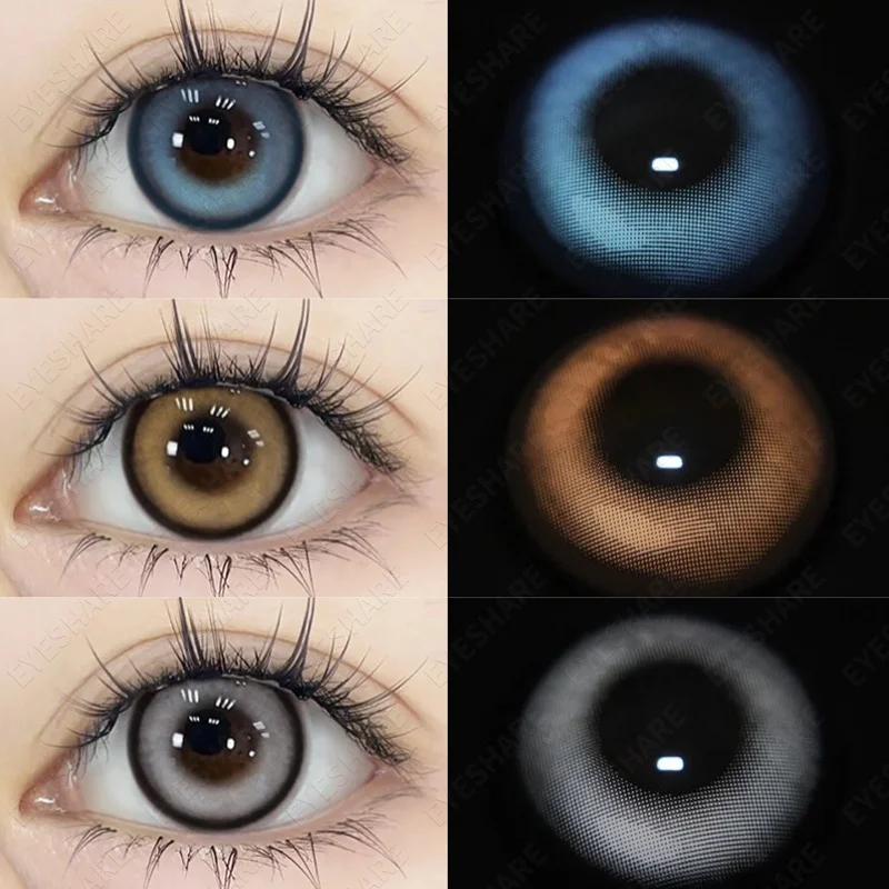 EYESHARE 1 Pair Color Contact Lenses for Eyes Big Eye Lenses Blue Contacts Gray Lenses Brown Lenses Yearly Cosmetic Eye Lenses