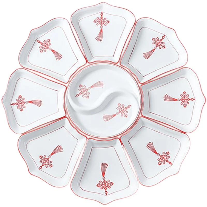 

New Style Platter Hot Pot Set Dish Reunion Table Family Cover Plate Creative Chinese Rice Bowl Dishes Spoon Cutlery Set