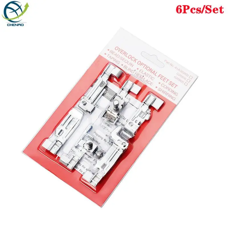 6Pcs/Set Lock Edge Press Foot ShengJia 968 Sewing Press Foot Set Household Sewing Machine Accessories Special Clamping