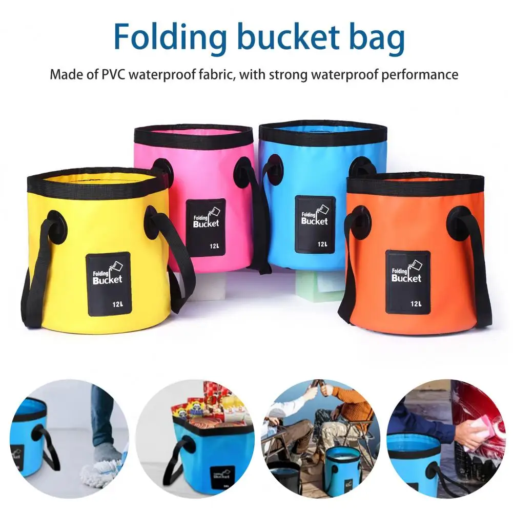 12/20L Outdoor Camping Foldable Bucket with Portable Handle Waterproof Car Washing Fishing Collapsible Water Storage Pail 캠핑용품