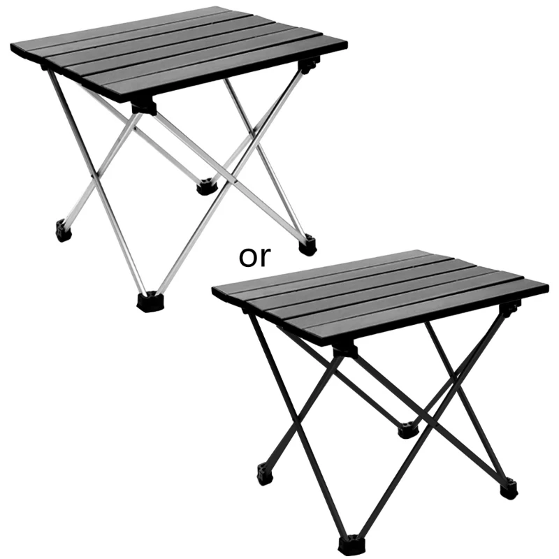 Folding Table Portable Camping Table Aluminum Collapsible Table Top Ultralight Compact with Carry Bag Outdoor Black/Blue