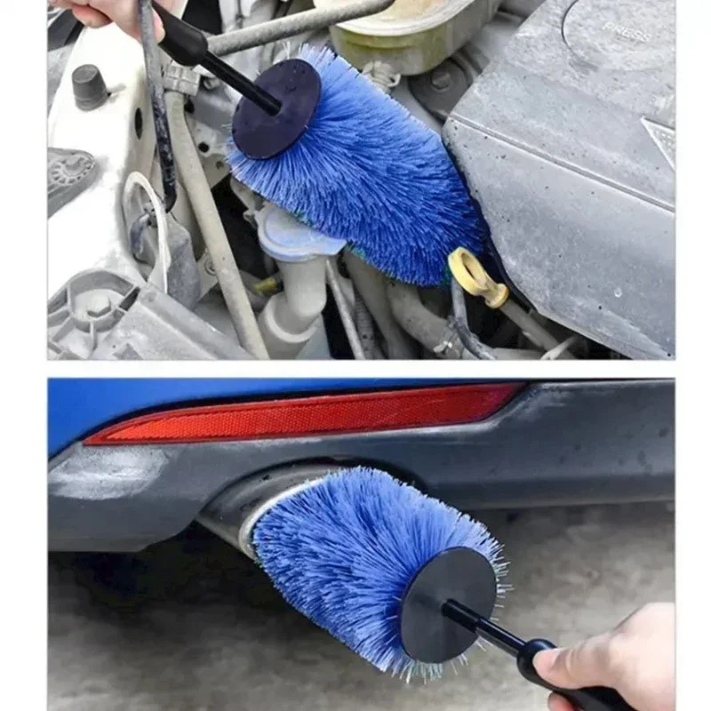 Car Wheel Multifunction Cleaning Brush Long Soft Handle Rim Hub Microfiber Brush Tire Detail Brush Auto Motorcycle Washing image 4