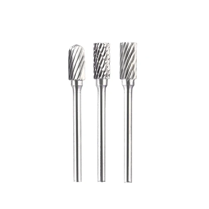 Carbide Tungsten Steel Grinding Head 1pcs C Type Double Fluted Cylindrical Ball End Milling Cutter Woodworking Metal Rotary File