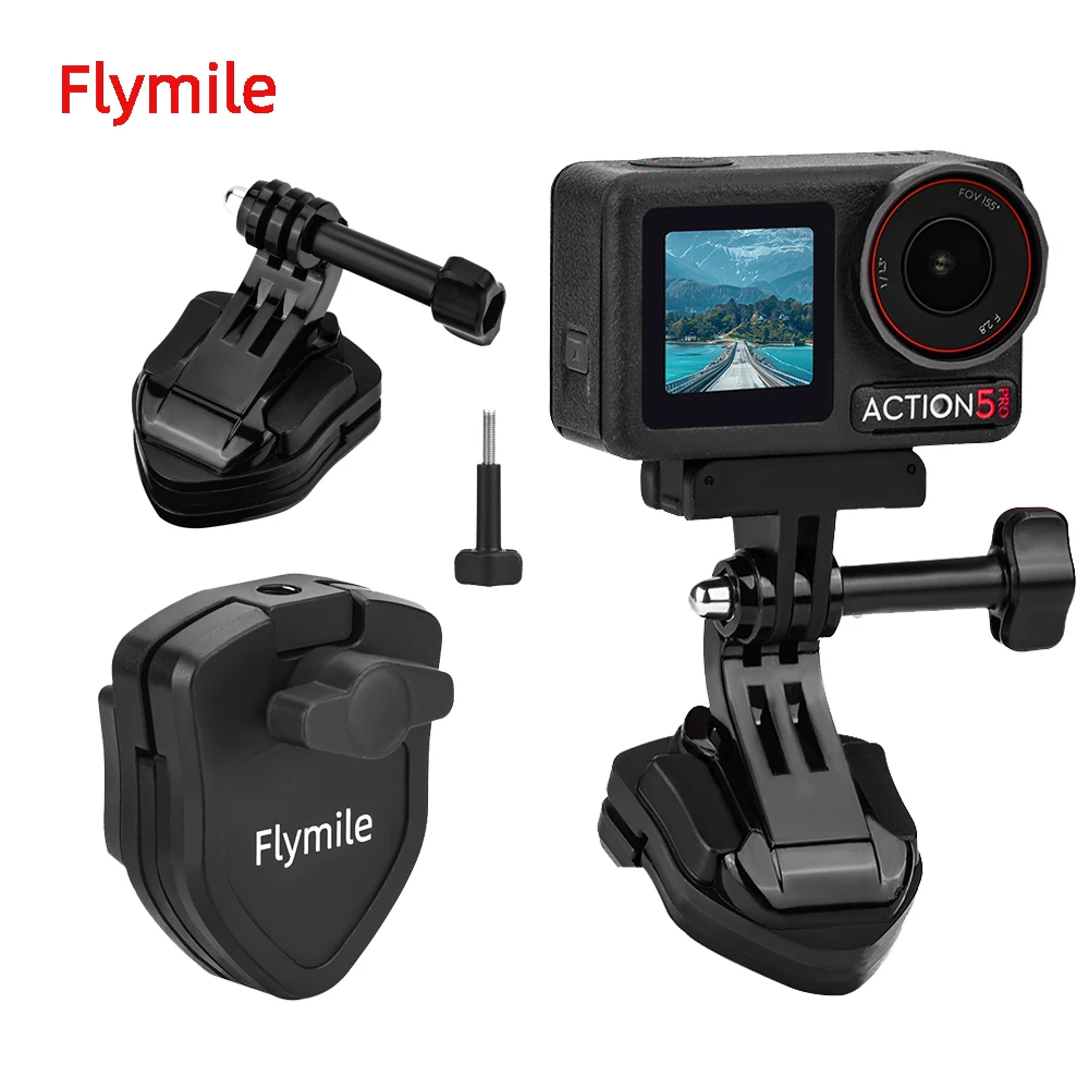 

Flymile Motorcycle Windshield Clip for Dji Osmo 360/Action 5 Pro/Gopro 13/Pocket 3/Insta360 Go 3S Camera Aluminum Alloy Mount