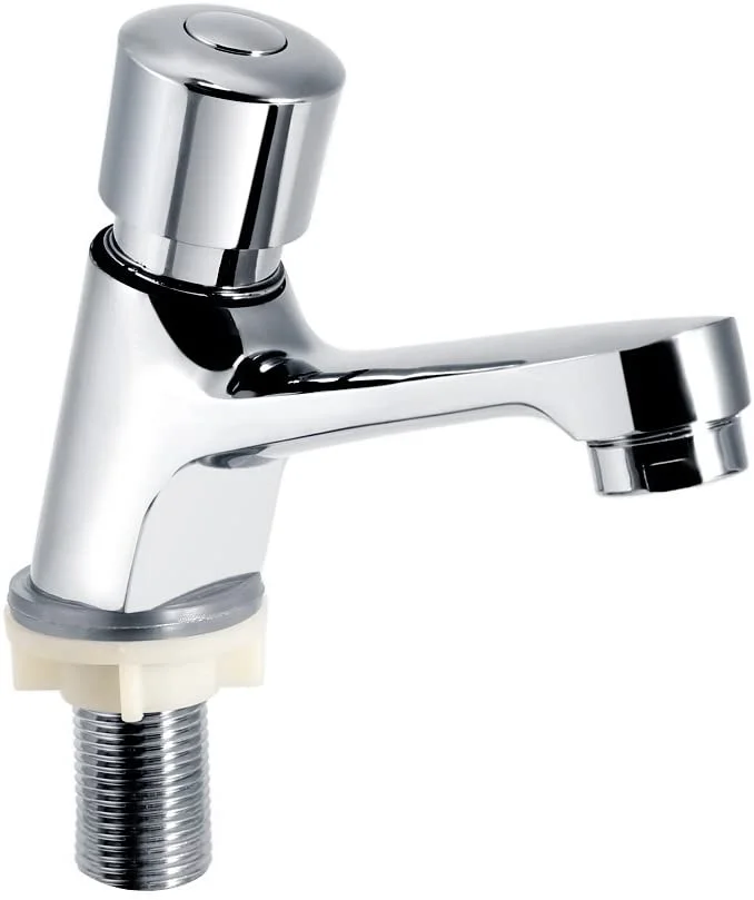 Delay Faucet Bathroom Push Tap Plated Chrome Self Closing Water Saving Sink Tap for Public Kitchen Bathroom Single Holder  Sink