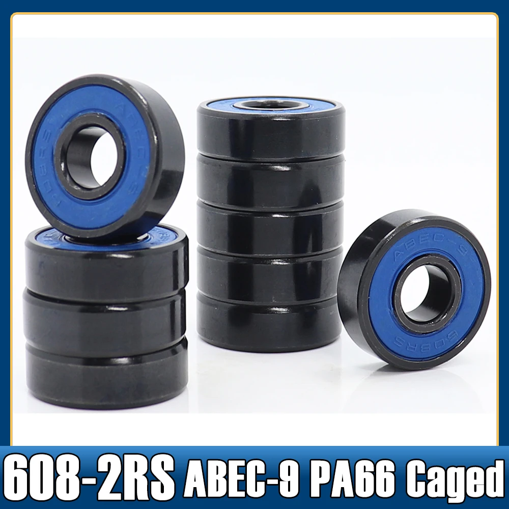 608-RS Black Bearings 8x22x7mm ( 10 PCS ) For Skateboard ABEC-9 608 V RS Surface PA66 Cage 608 Ball Bearing