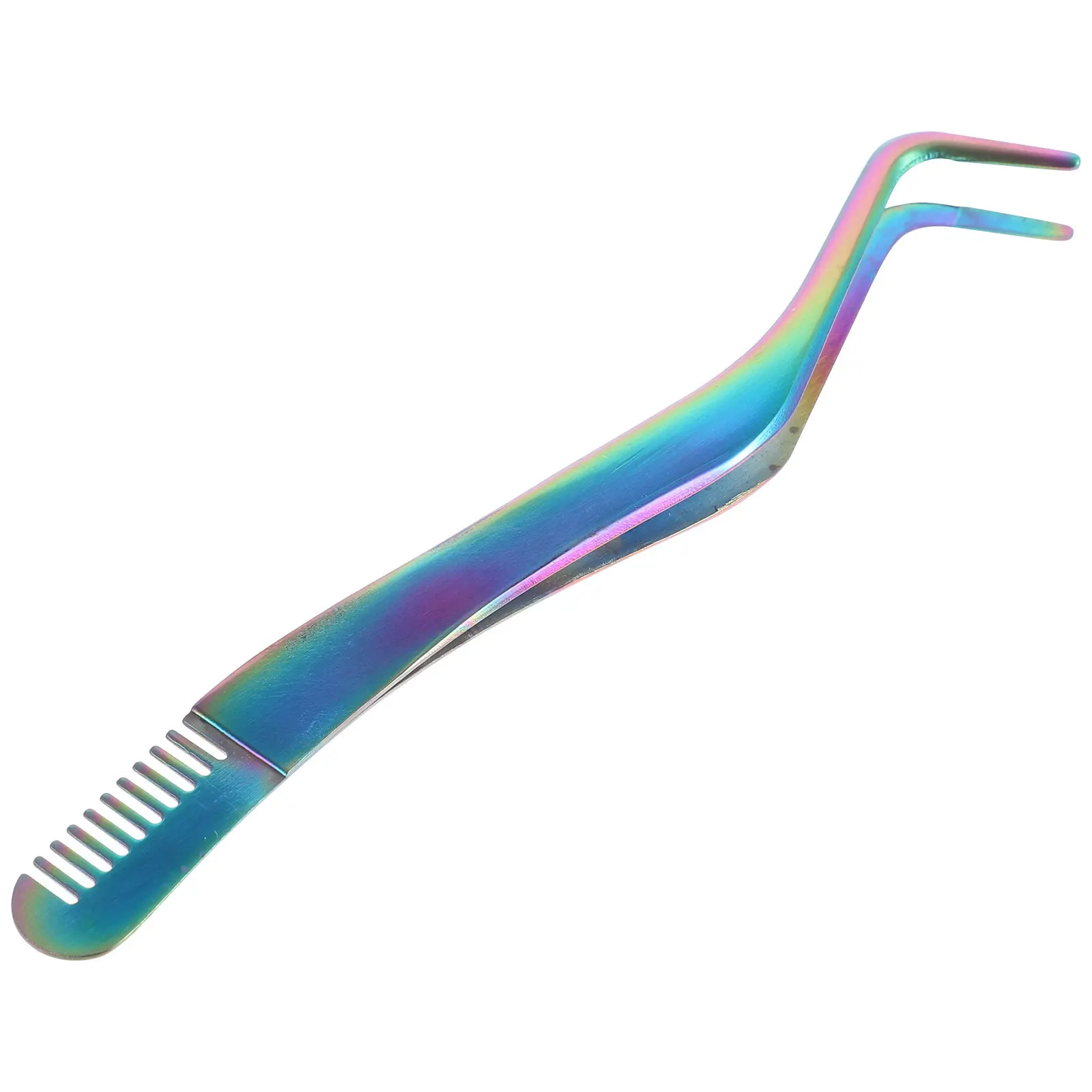 Stainless Steel Eyelash Extension Tweezer Comb 2 in 1 Lash Tweezer Applicator Tool for Precise False Eyelash Adjustment
