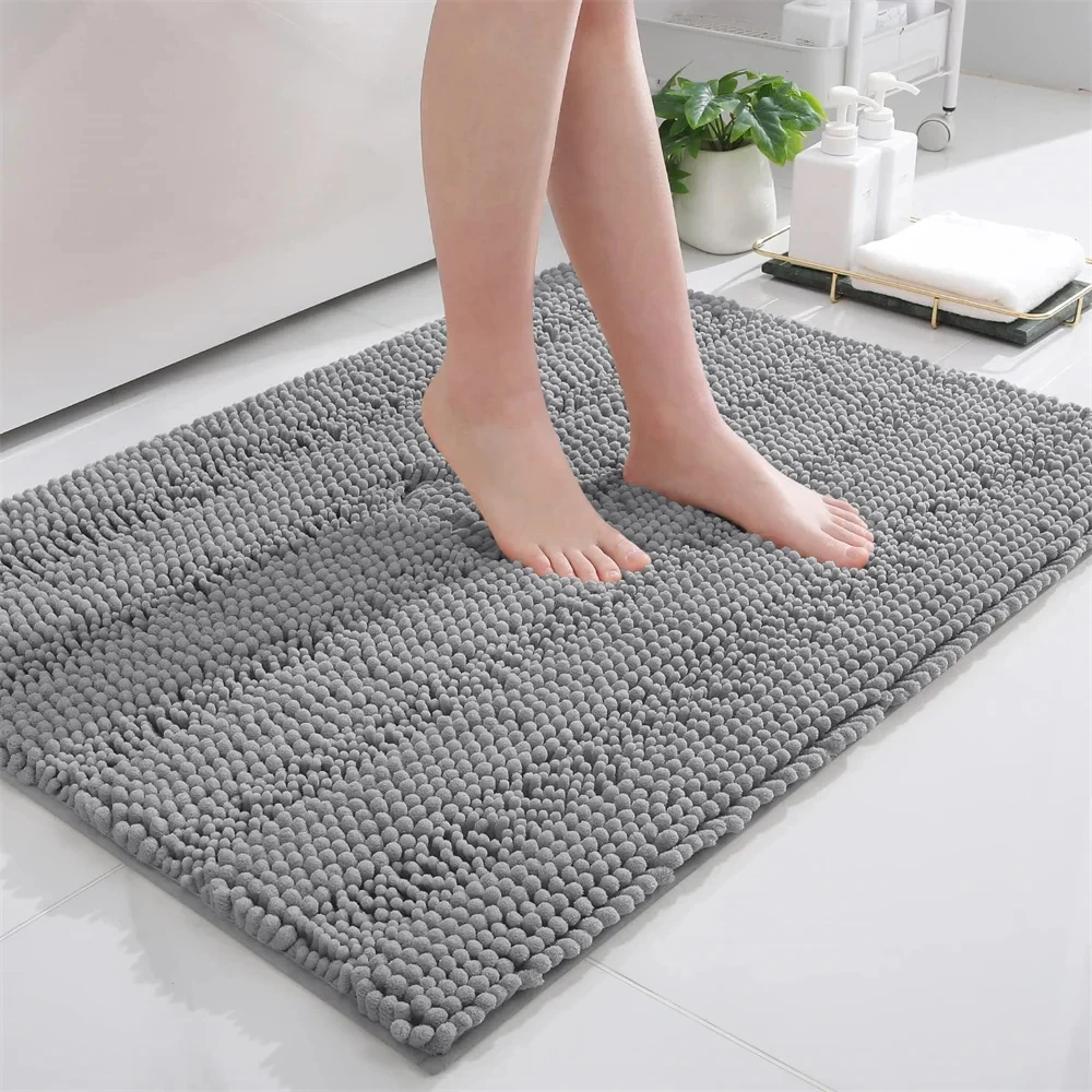 

Homaxy Bathroom Rug Mat Non Slip Quick Dry Bath Mats Extra Thick and Super Absorbent Bath Rugs Microfiber Chenille Shower Carpet