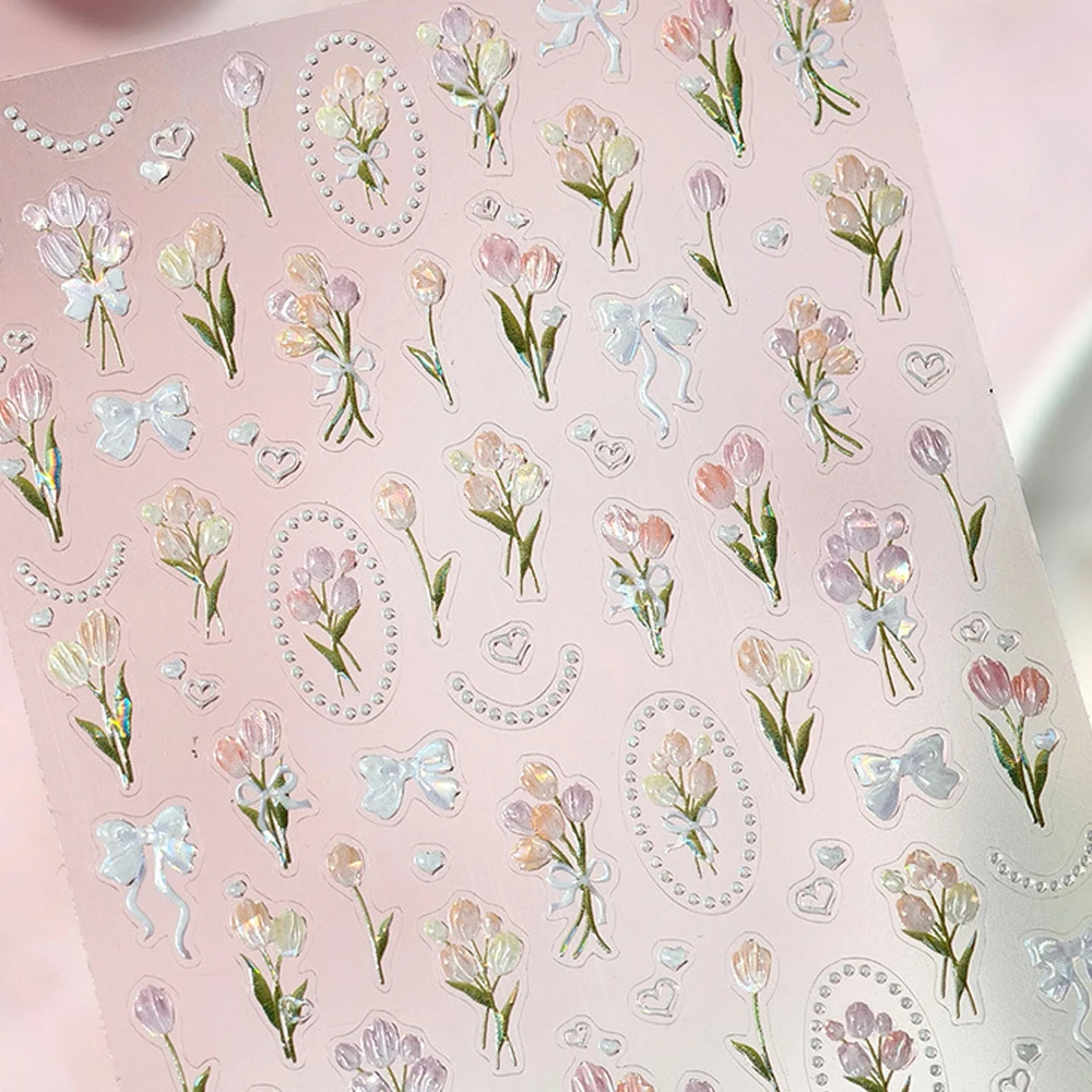 العتيقة الأبيض إطار ملصقات الأظافر النمط الصيني أناقة الباروك الزهور الزخارف التألق 5D الراين الفاخرة مانيكير صائق #4