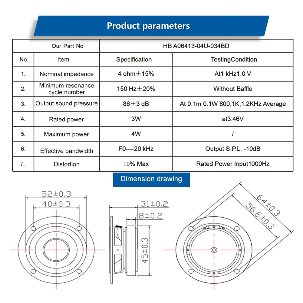 Alto-falante de graves de frequência completa de 2 polegadas 3W Alto-falante de alcance completo de 4Ohm 64MM atualiza suas configurações de buzina