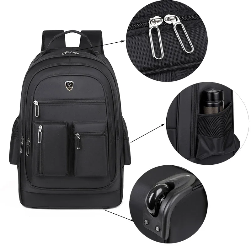 Backpack Large Capacity Mute Wheel Pull Bar Backpack Multifunction Travel Backpack Students Schoolbag Luggage Bag