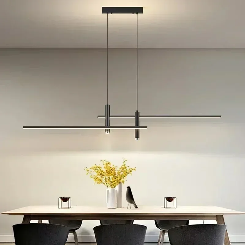 Modern Minimalist LED Pendant Light Restaurant Table Line Light Nordic Creative Bar Counter Long Indoor Lighting Pendant Light